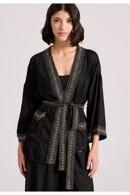 Женское короткое кимоно с жаккардовым узором