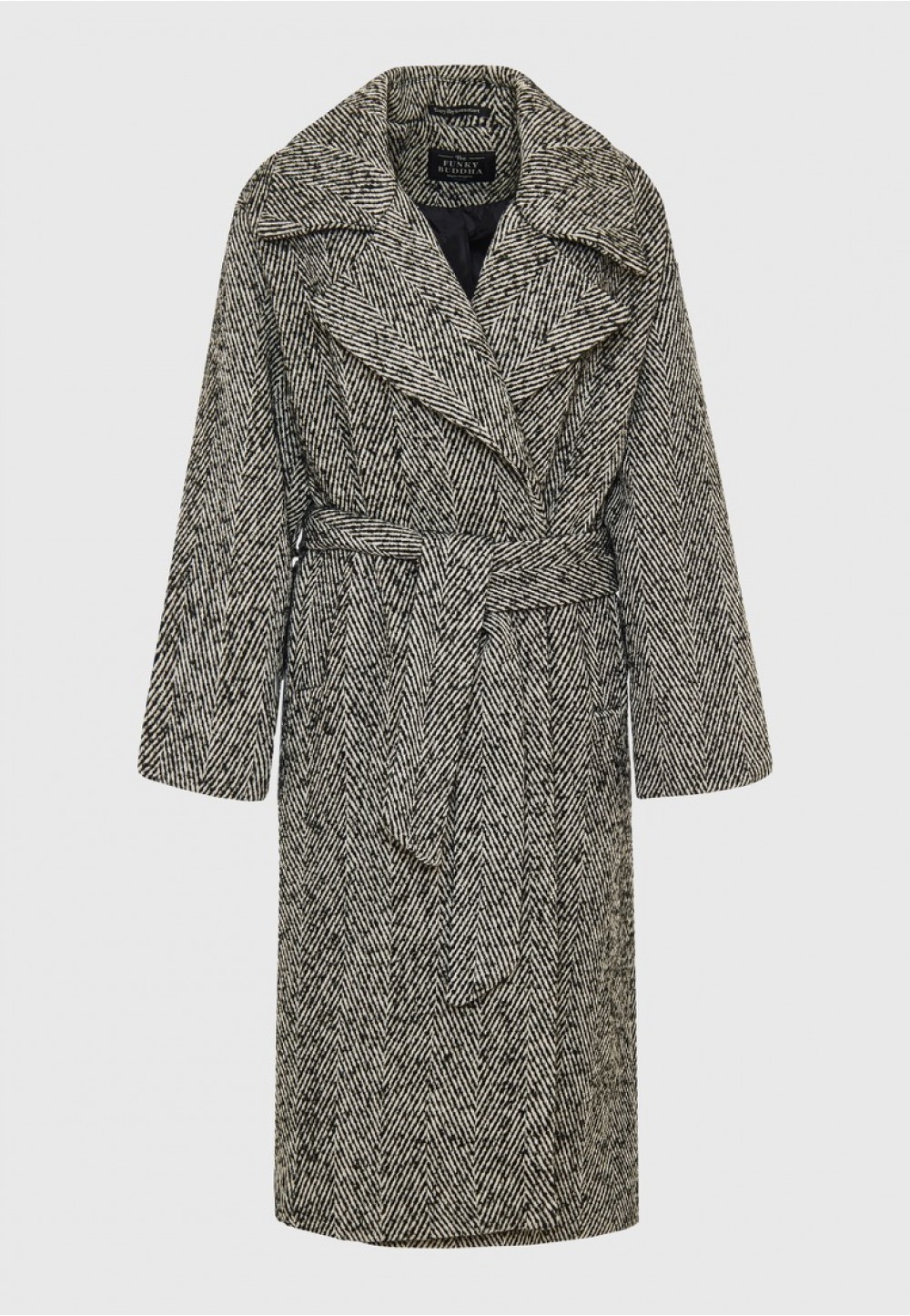 Женское стеганое пальто оверсайз с рисунком «елочка»