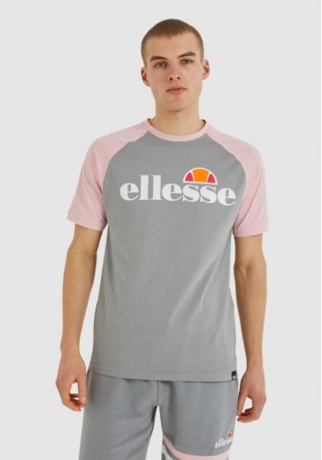 Серая футболка с розовыми рукавами