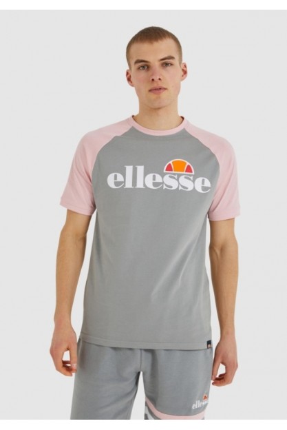 Серая футболка с розовыми рукавами