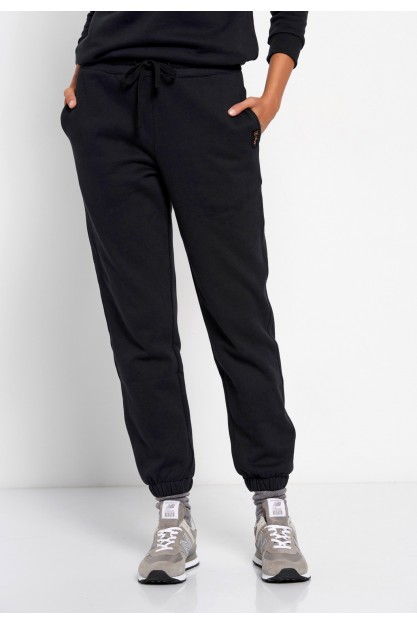 Женские спортивные брюки Funky Buddha с эластичной резинкой черного цвета