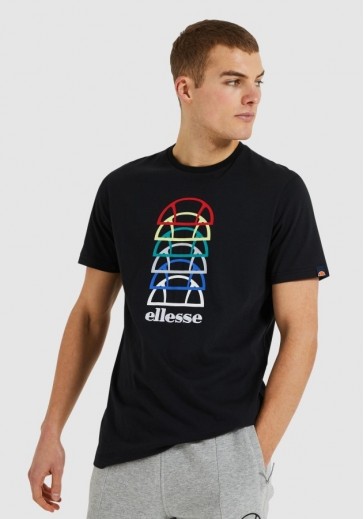 Черная футболка с разноцветным принтом