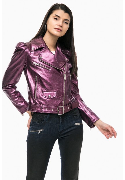 Фіолетова шкіряна куртка косуха