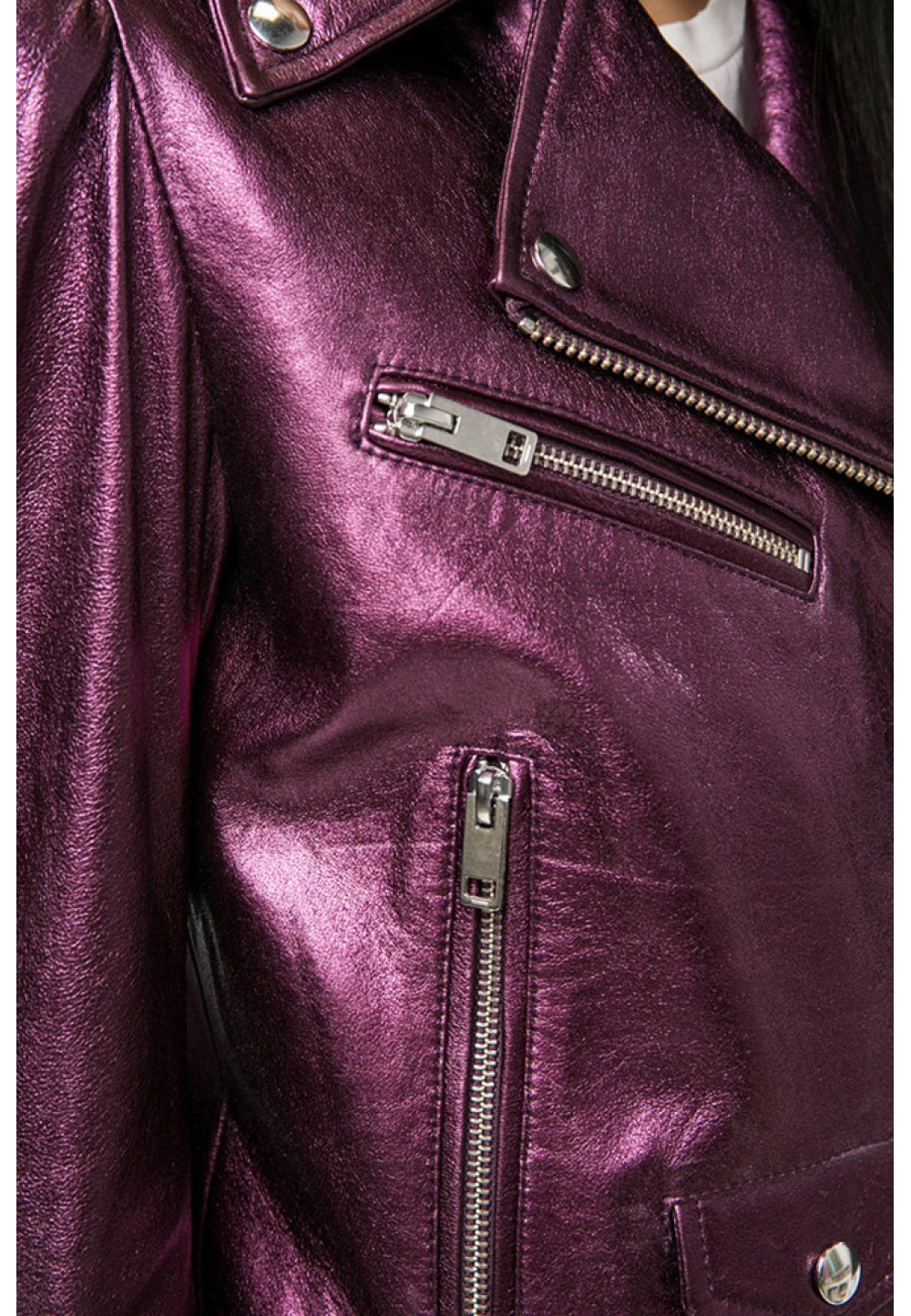 Фіолетова шкіряна куртка косуха