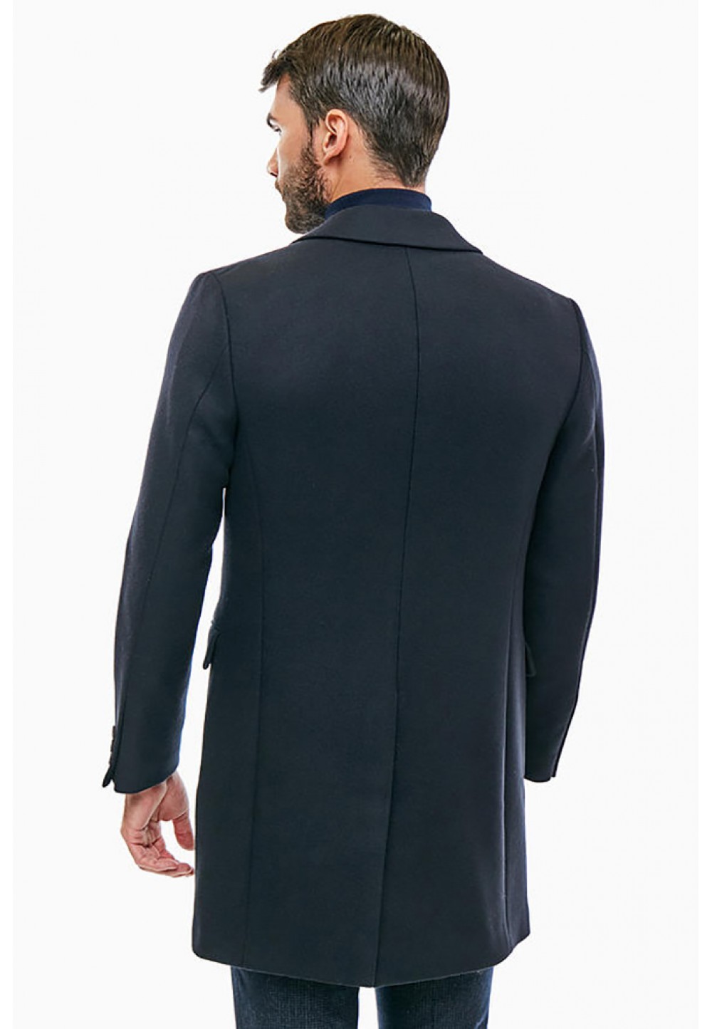 Классическое шерстяное синее пальто