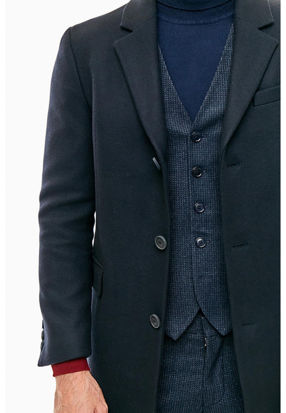 Классическое шерстяное синее пальто