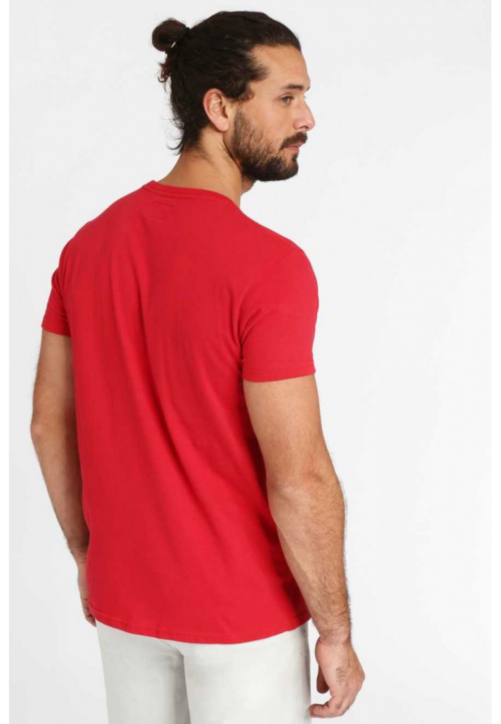 Хлопковая красная футболка с принтом