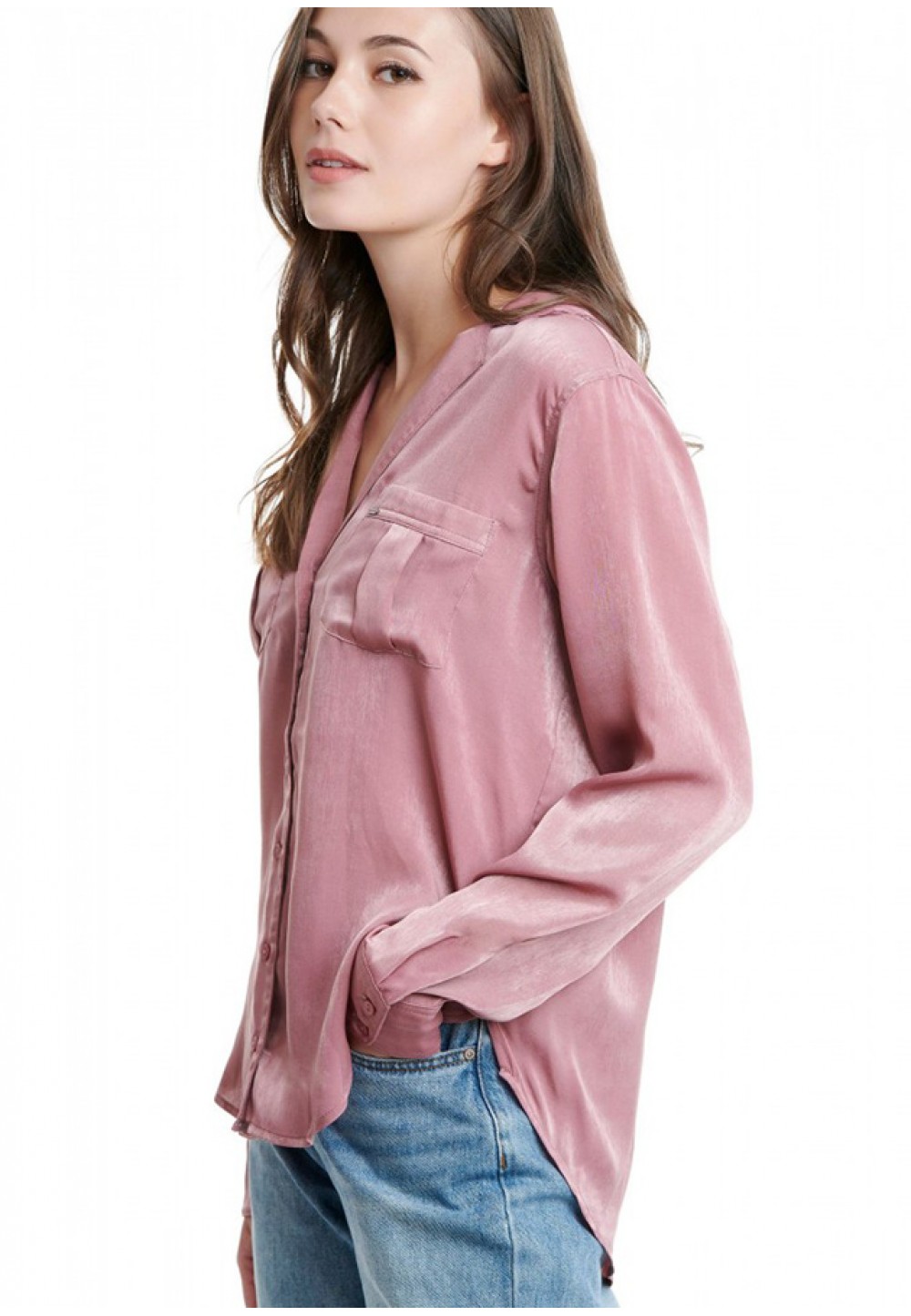 Розовая бархатная рубашка