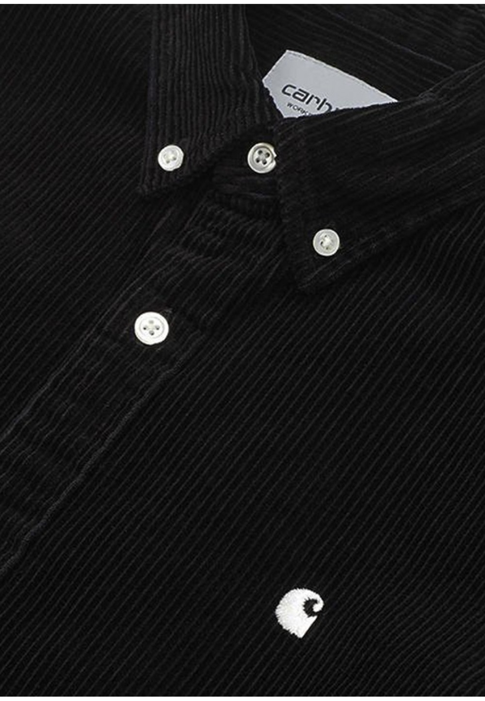 Черная стильная рубашка с вышитым логотипом 