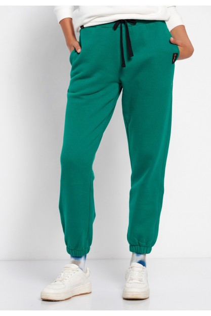 Спортивные брюки Funky Buddha с эластичной резинкой  зеленого цвета