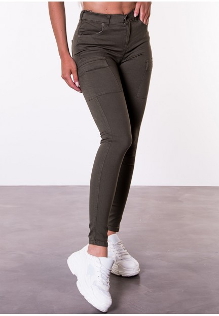 Стильные узкие брюки цвета хаки 
